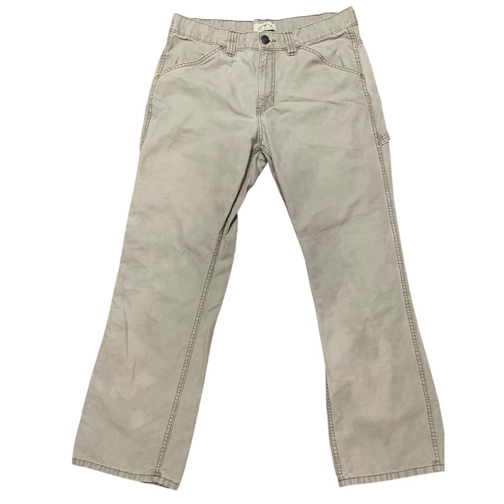 Blue Mountain Mens Carpenter Pants Tan Khaki Cotton Canvas Workwear 34x32